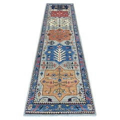 2'8"x10'2" Gray Peshawar Caucasian Akstafa Design Hand Knotted Wool Runner Rug