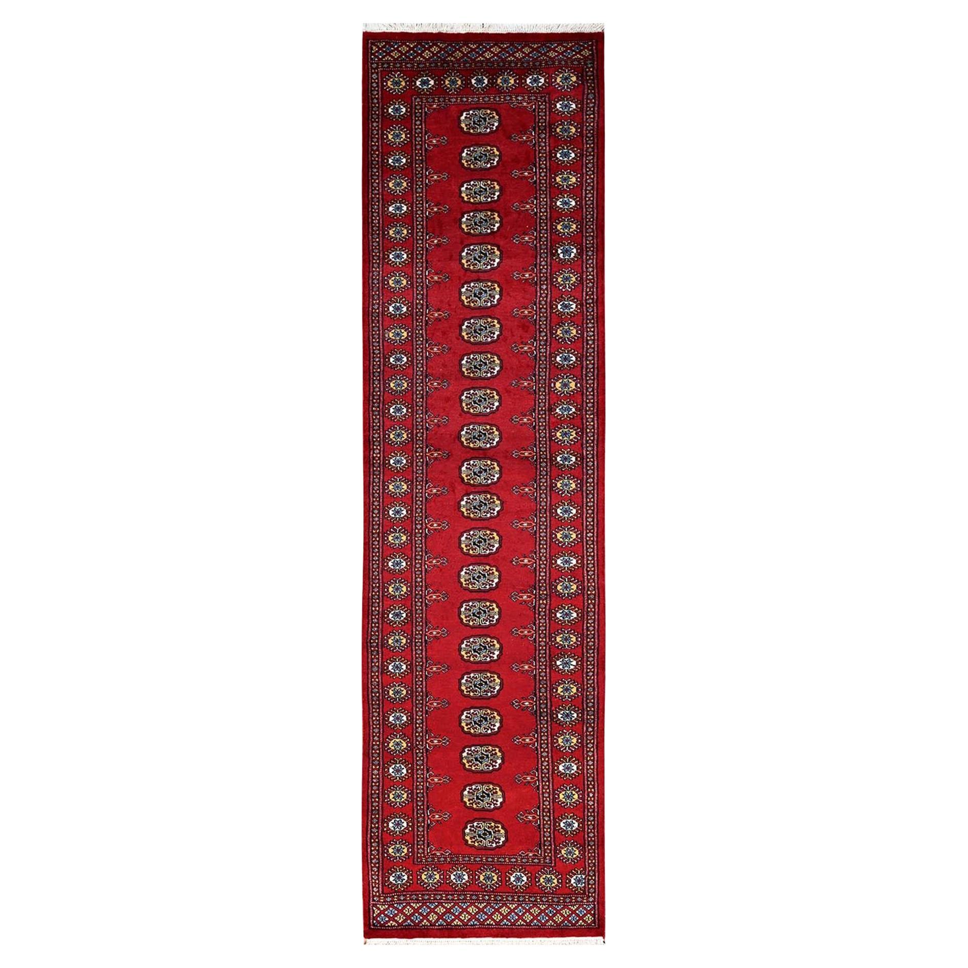 2
8"x10
3" Berry Red Soft Wool Princess Bokara Hand Knotted Runner Oriental Rug