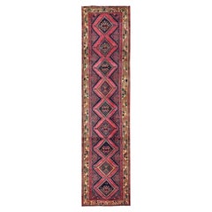 2'8"x10'4" Pink Vintage Zoroastrian Worn Down Hand Knotted Wool Clean Runner Rug