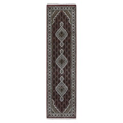 2'8"x10'5" Sangria Red Tabriz Mahi Pure Wool Hand Knotted Runner Oriental Rug