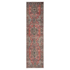Tappeto da corridoio persiano vintage Tabriz in pura lana, annodato a mano, color arancione ambrato, 86 cm x 320 cm