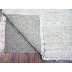 2'8"x11' White Wash Peshawar Soft Wool Hand Knotted Runner Oriental Rug