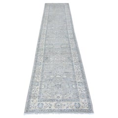 2'8"x11'10" Lazy Gray Wool Hand Knotted Finer Peshawar Heris Runner Oriental Rug