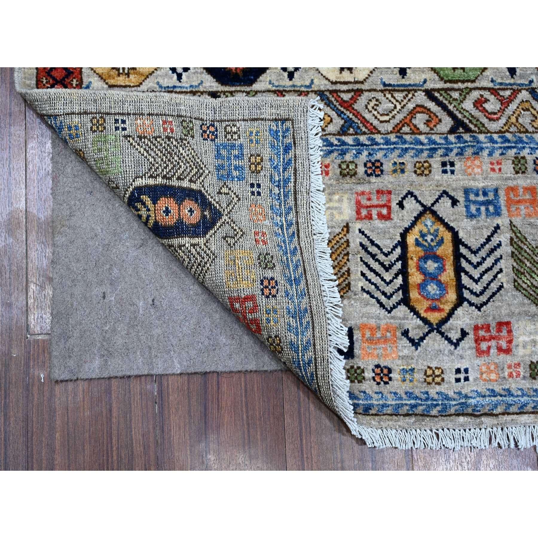This is a truly genuine one-of-a-kind Afghan Hutchlu Design, Hand Knotted, Pure Wool, Oriental Rug. It has been Knotted for months and months in the centuries-old weaving craftsmanship techniques by expert artisans.
Primary materials: Wool 
Latex: