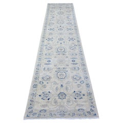 2
8"x11
10" White, Hand Knotted, Luxurious Wool, White Wash Peshawar, Runner Rug