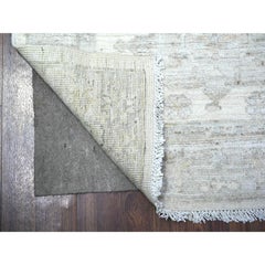2'8"x11'3" White Wash Peshawar Hand Knotted Pure Wool Runner Oriental Rug