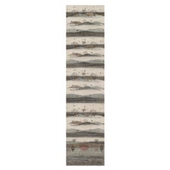 2'8"x11'6" White Modern Lori Buft Animal Figurines Hand Knotted Wool Runner Rug