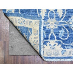 2'8"x11'8" Bayern Blue Soft Wool Hand Knotted Finer Peshawar Runner Oriental Rug