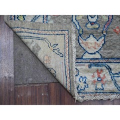 2'8"x11'9" Ash Gray Afghan Angora Oushak Wool Weft Runner Oriental Rug