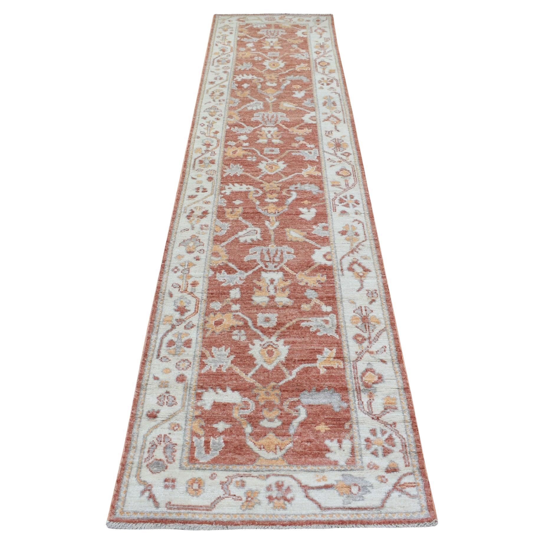 2
8 "x12
Alfombra de Lana Extra Suave Anudada a Mano Angora Naranja Oushak Corredera