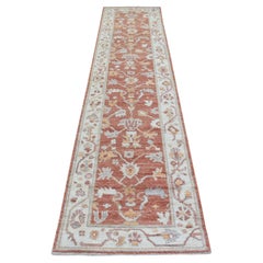 2'8"x12' Extra Soft Wool Hand Knotted Soft Orange Angora Oushak Runner Rug