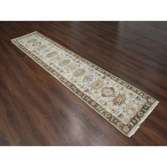 2'8"x12' Timberwolf Gray Karajeh Design Hand Knotted Wool Runner Oriental Rug