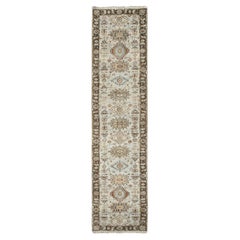 Tappeto orientale Timberwolf Gray Karajeh Design annodato a mano con Runner in lana 2'8 "x12