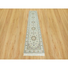 2'8"x12'1" Ivory Nain Design Hand Knotted 100% Wool 250 KPSI Runner Oriental Rug