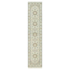 2'8 "x12'1" Marfil Diseño Nain Anudado a Mano 100% Lana 250 KPSI Alfombra Oriental Runner
