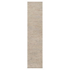 2'8"x12'1" Lace White Modern Design Textured Pure Wool Hand Knotted Runner Rug