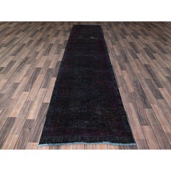 2'8"x12'1" Red Overdyed Vintage Persian Hamadan All Wool Hand Knotted Runner Rug