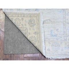 2'8"x12'2" Ice Gray Vegetable Dyes Peshawar Organic Wool Hand Knotted Runner Rug