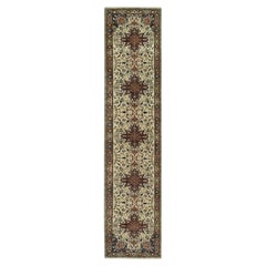 2'8"x12'3" Beige Heris Re-Creation Soft Wool Hand Knotted Runner Oriental Rug