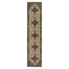 Tappeto Runner in lana naturale annodato a mano 2'8 "x12'3" Chiffon Beige Heris Re-Creation