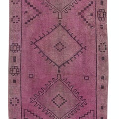 2.8x12.5 Ft Handmade Pink Runner Rug for Hallway, Modern Turkish Corridor Carpet