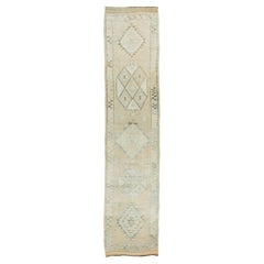 Tapis de couloir turc géométrique délavé Sun Faded fait à la main, 2,8 x 12,9 m