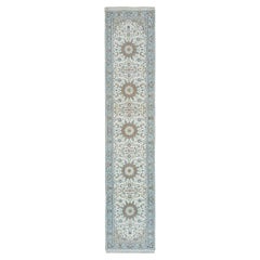 Tappeto Runner in Lana 250 KPSI, Bianco Polvere, Annodato a Mano, Design/One, 250 KPSI