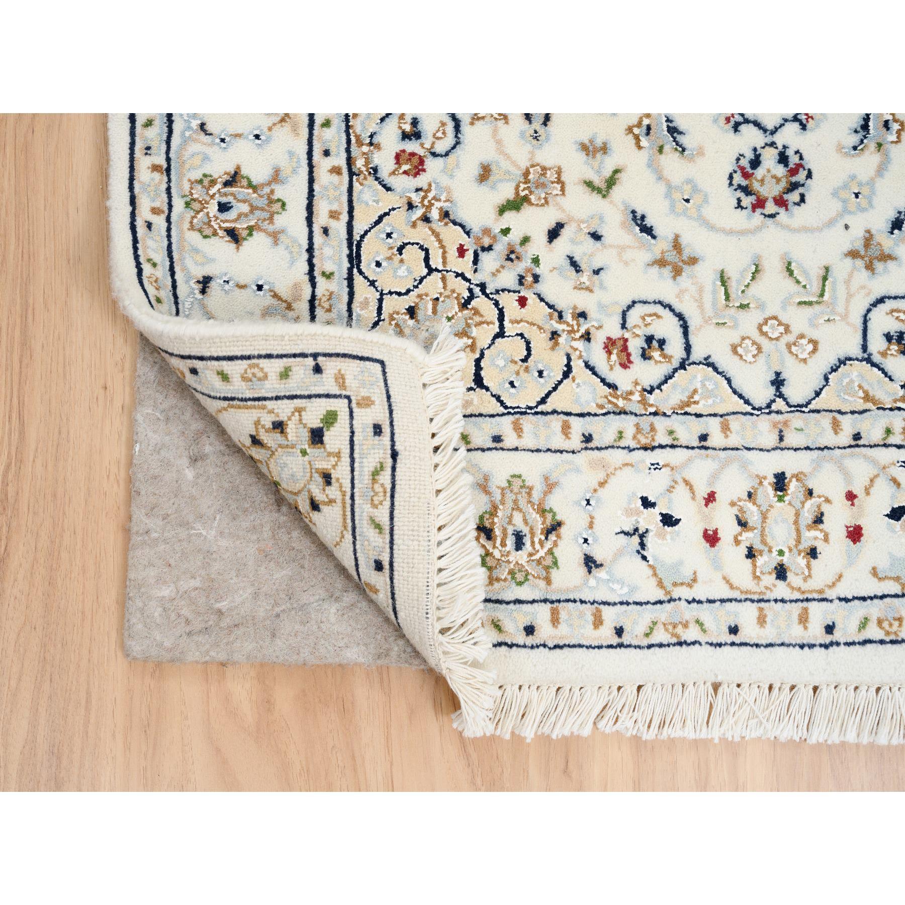 Indiano Tappeto Runner Avorio Nain Flower Design 250 KPSI in pura lana annodata a mano 2'8 