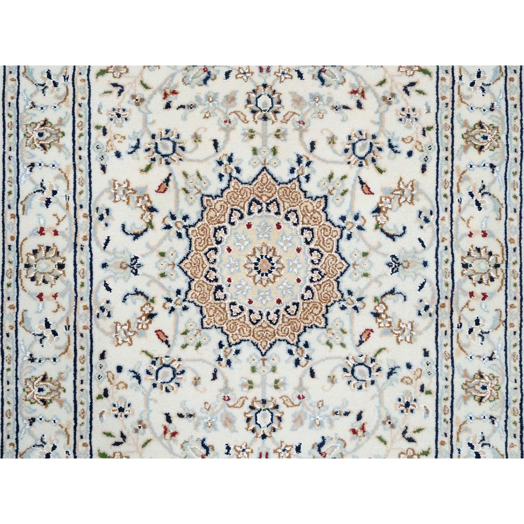 Tappeto Runner Avorio Nain Flower Design 250 KPSI in pura lana annodata a mano 2'8 