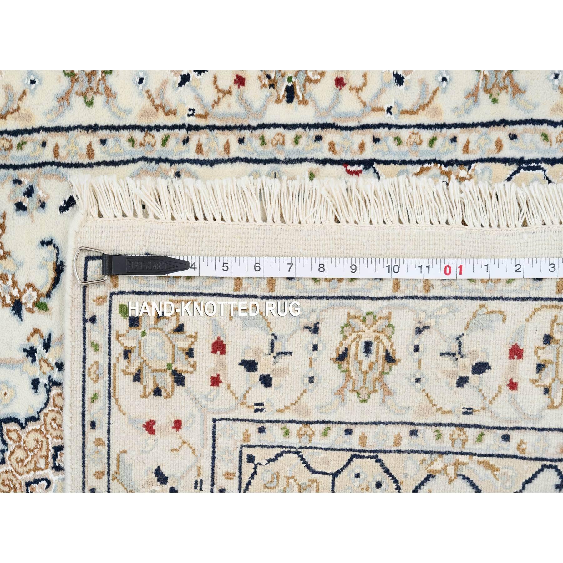 Tappeto Runner Avorio Nain Flower Design 250 KPSI in pura lana annodata a mano 2'8 