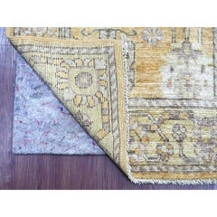 2'8"x13'6" Brown Hand Knotted Afghan Angora Oushak Leaf Design Wool Runner Rug