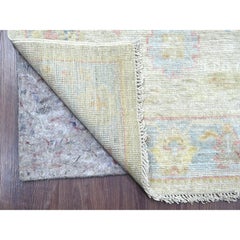 2'8 "x14' Alfombra de Lana Anudada a Mano con Diseño de Hojas de Angora Afgana Oushak Gris