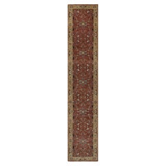 2'8"x14'1" Currant Red Antiqued Heriz Re-Creation Hand Knotted Wool Runner Rug