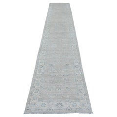 Tappeto Runner in lana lavata marrone Peshawar Leaf Design/One annodato a mano 2'8 "x14'2"