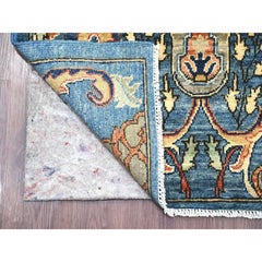 2'8" x 14'3" – Handgeknüpfter Läufer aus blauer Bijar-Wolle mit Garus-Muster aus Hochgebirgswolle
