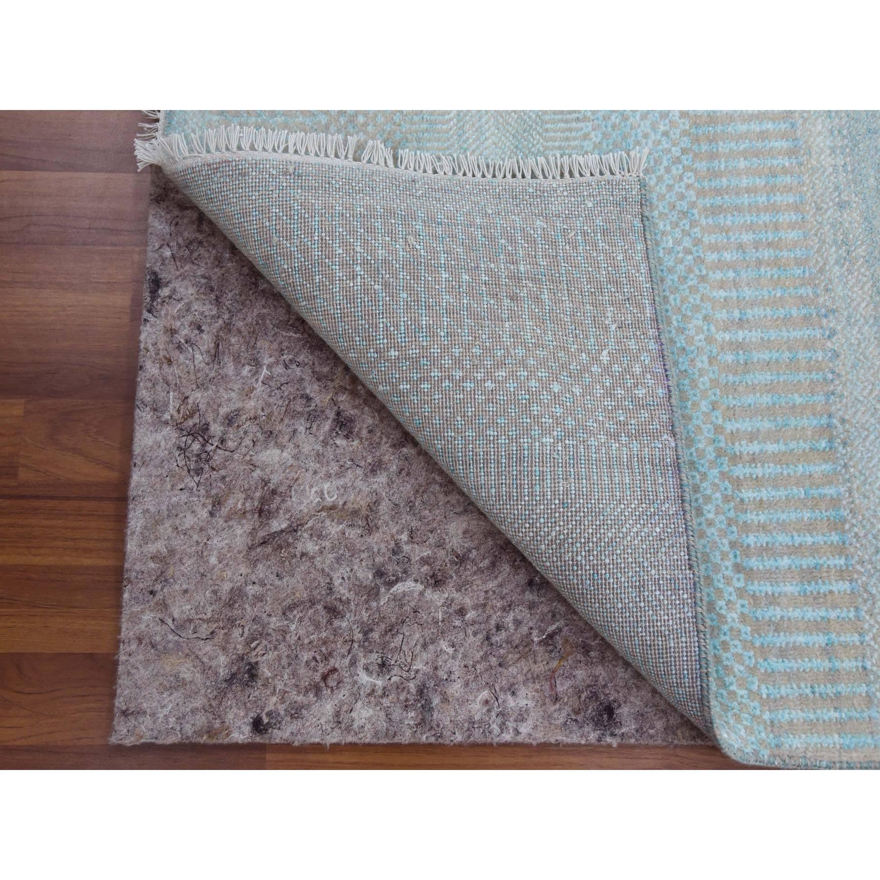 Moderno Tappeto Runner XL in lana e seta 2'8 
