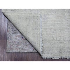2'8"x15' White Hand Knotted Stone Washed Peshawar Pure Wool Runner Oriental Rug