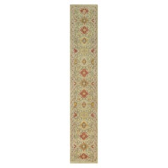 2'8 "x15'10" Beige Las Rosetas del Atardecer Alfombra de Lana y Seda Pura Anudadas a Mano