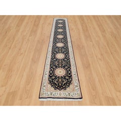 2'8"x15'10" Midnight Blue Nain Design 250 KPSI Wool Hand Knotted XL Runner Rug