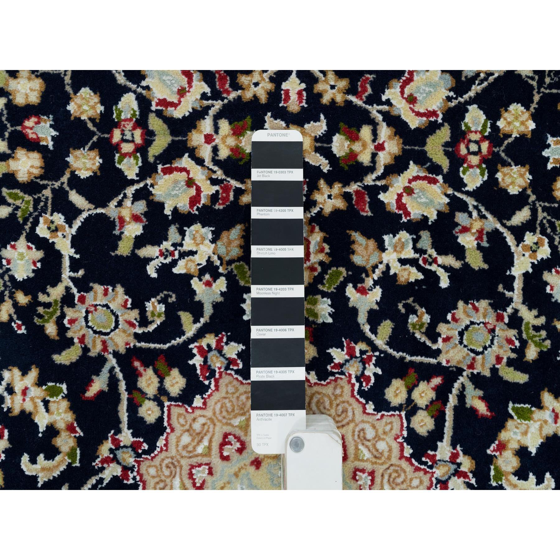 Indiano Tappeto Runner XL blu notte Nain Design 250 KPSI in lana annodato a mano in vendita