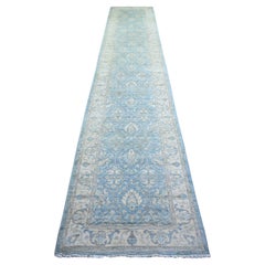 2'8"x15'2" Ruddy Blue Finer Peshawar Wool Hand Knotted XL Runner Oriental Rug