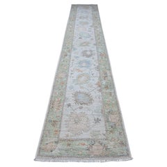 2'8"x15'4" Silver Gray Afghan Angora Oushak XL Runner Oriental Rug