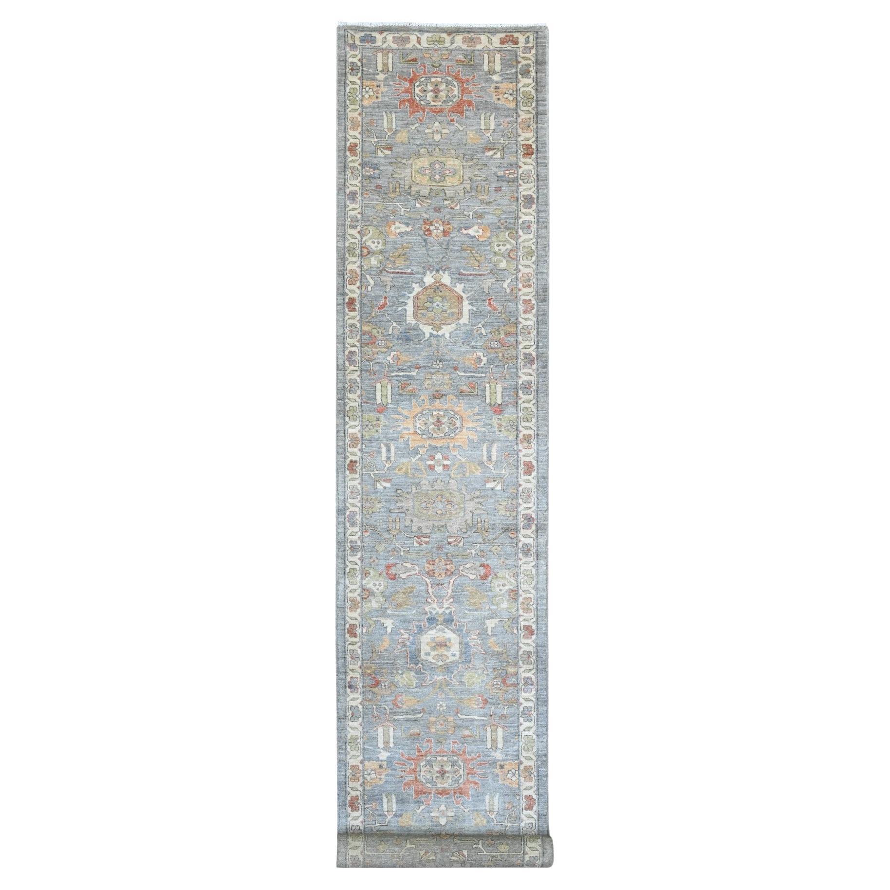 2
8 "x15
6" Gray Aryana Collection Karajeh Design Hand Knotted Wool XL Runner Rug