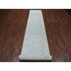 2'8"x15'9" White Wash Peshawar Pure Wool Hand-Knotted Oriental XL Runner Rug