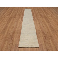 2'8"x16' White Lori Buft Modern Plain Design Hand Knotted Pure Wool Runner Rug