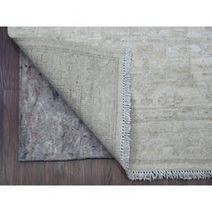 2'8"x16' White Wash Peshawar Leaf Design Hand Knotted Pure Wool Runner Rug