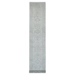 2'8 "x16' White Wash Peshawar Leaf Design Rugs noués à la main en pure laine