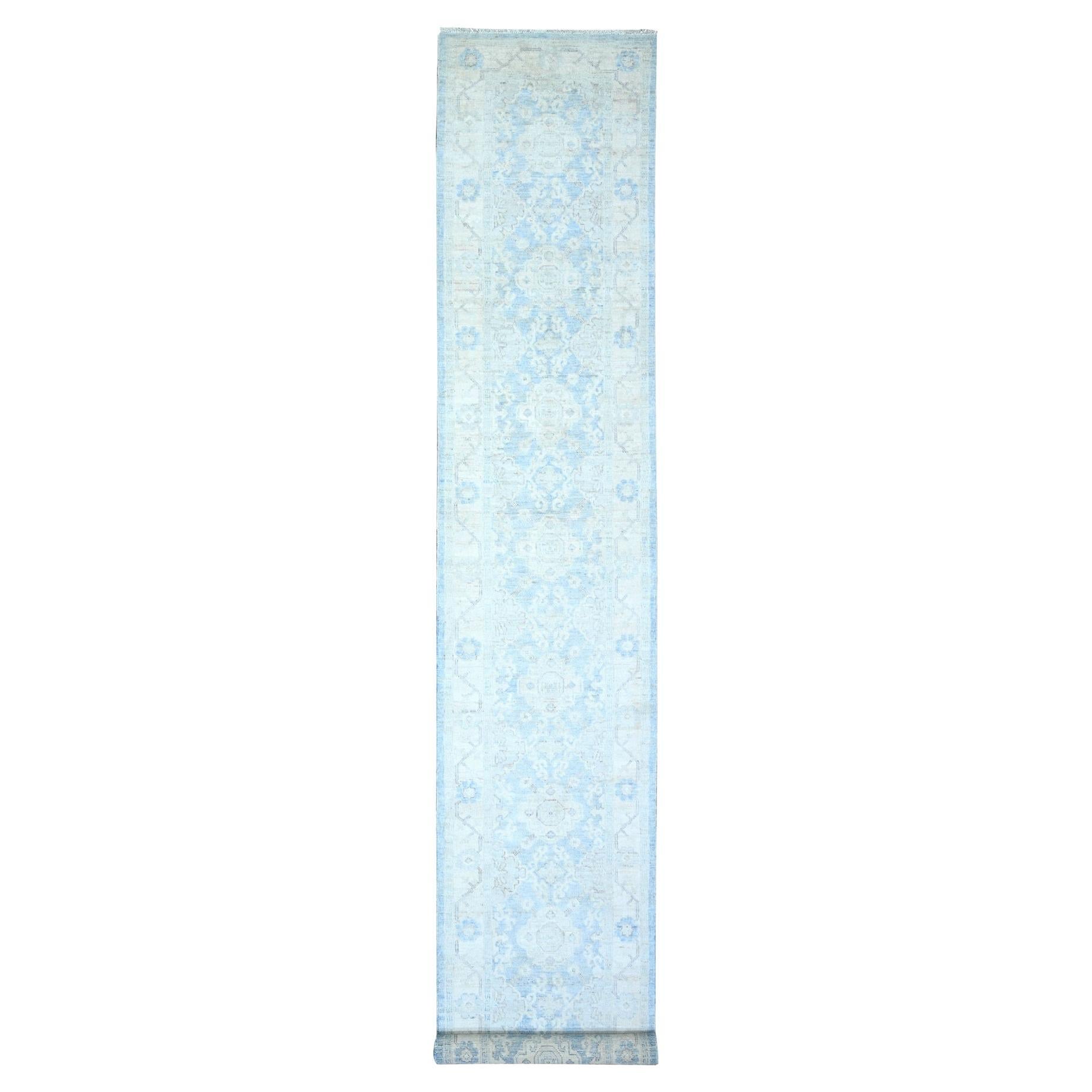 2'8"x16'2" Carolina Blue Wool Hand Knotted Finer Peshawar XL Runner Oriental Rug