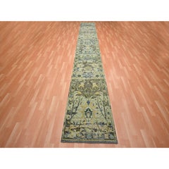 2'8 "x16'3" Greene & Greene Annodato a mano con il disegno di uccelli in pura lana