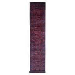 2'8 "x16'3" Vermilion Red Afghan Khamyab Geometric Pattern Pure Wool Runner Rug (Tapis de course en pure laine)